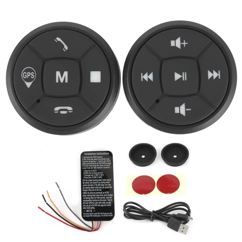 

A70F Convenient Wireless Steering Wheel Controller with 10 Buttons Easy Remote Control Compact & Responsive for Car Players