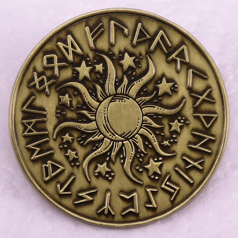 Elder Futhark Runes Sun Badgevintage Enamel Pin Brooch Jewelry Decorate