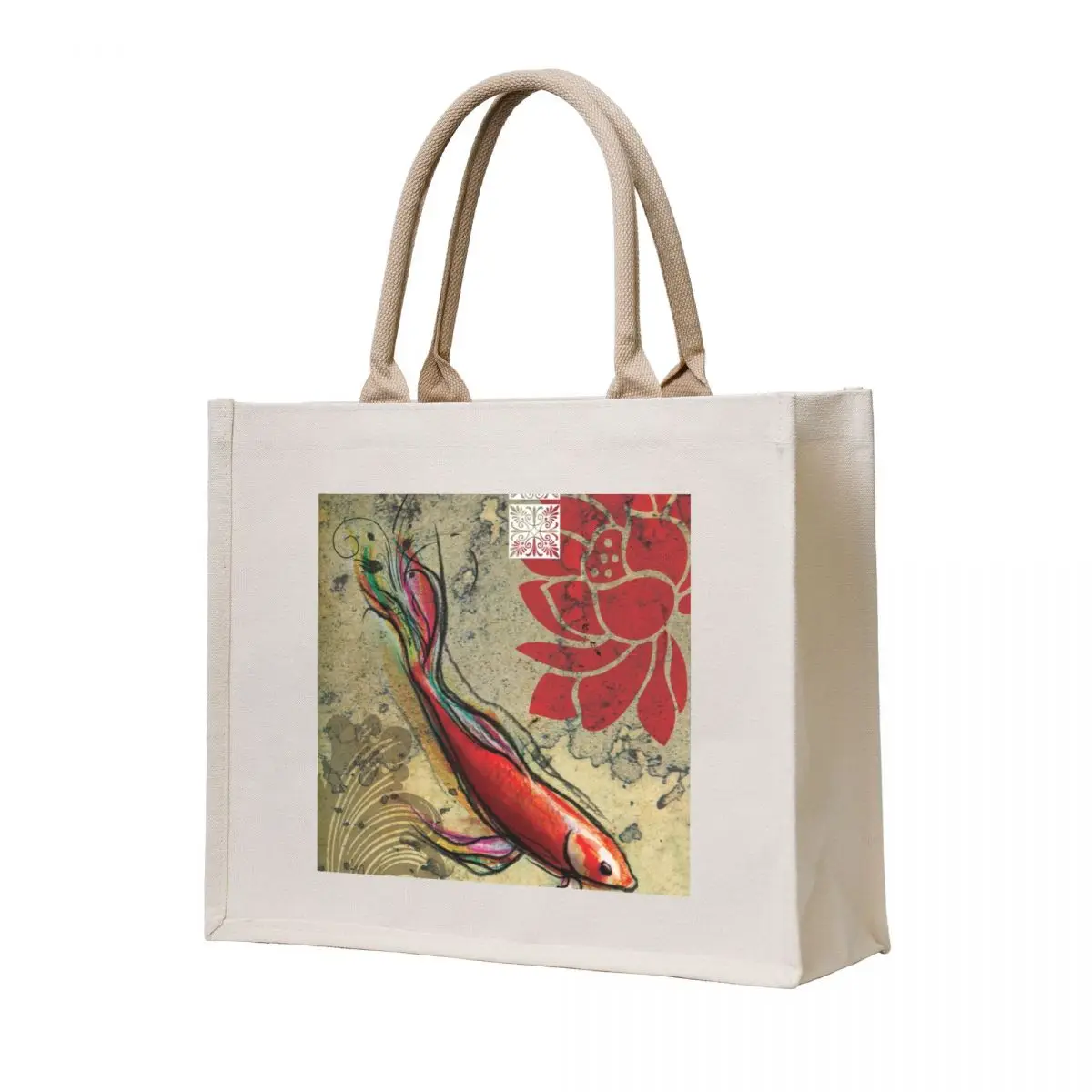 

The Lucky Fish- Mixed Media Tote Bag Lady bags canvas tote Gift bags