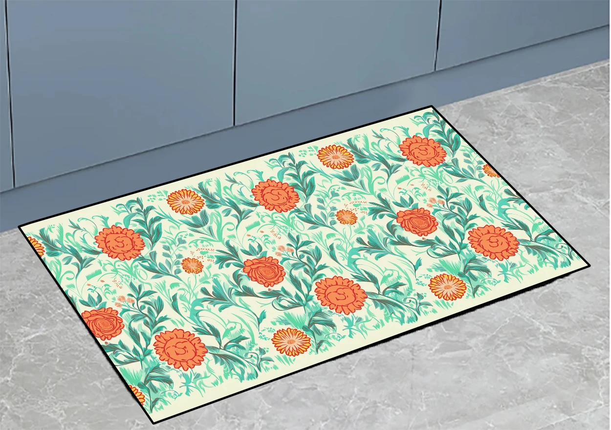

Теплый и элегантный нескользящий многофункциональный ковер с цветочным принтом, семейная кухня, украшение для прихожей, коврик для гостиной и спальни.