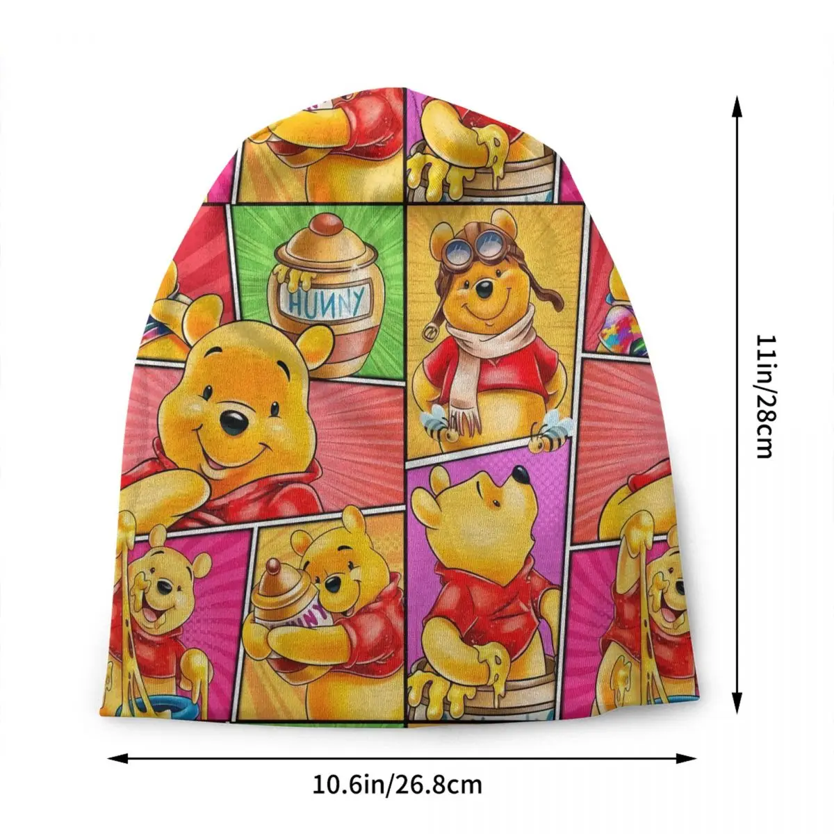 Custom Winnie Pooh Bear Collage Skullies Beanies Caps Streetwear Winter Warm Men Women Knitted Hat Unisex Adult Bonnet Hats