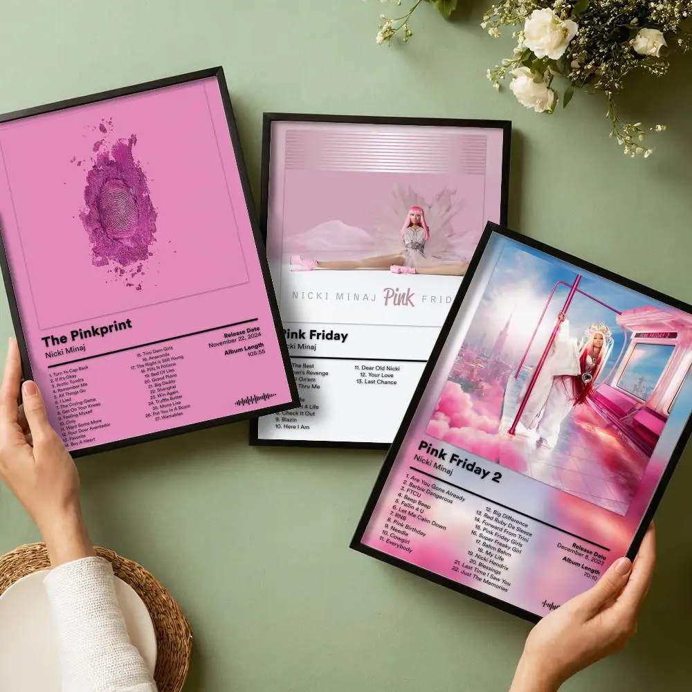 N-Nicki M-Minaj Album Poster Stickers HD Painting Self-Adhesive Art for Bedroom Living Room Home Decor Modern Wall Decals Gift