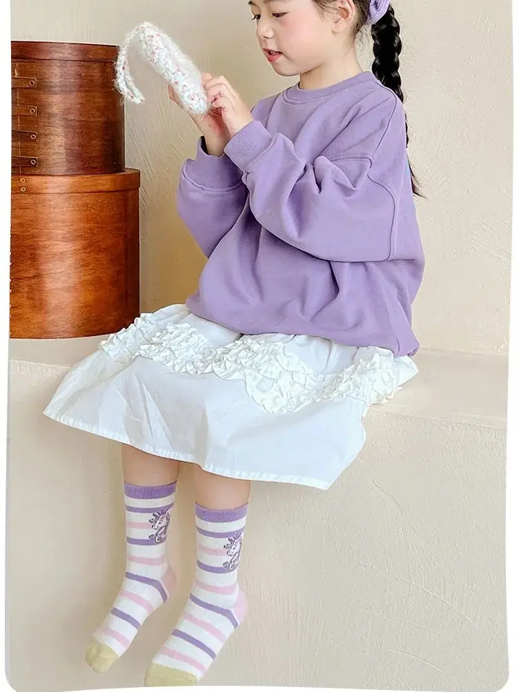 Children's Socks Spring Cotton Socks Girls Calf Socks Purple Unicorn Cartoon Socks Kids Baby Autumn Winter Socks 5 Pairs image 6