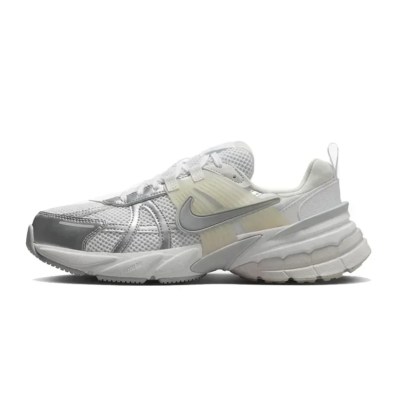 Nike v2k run low tênis masculino e feminino na moda retro tênis macio e confortável leve e respirável cinza