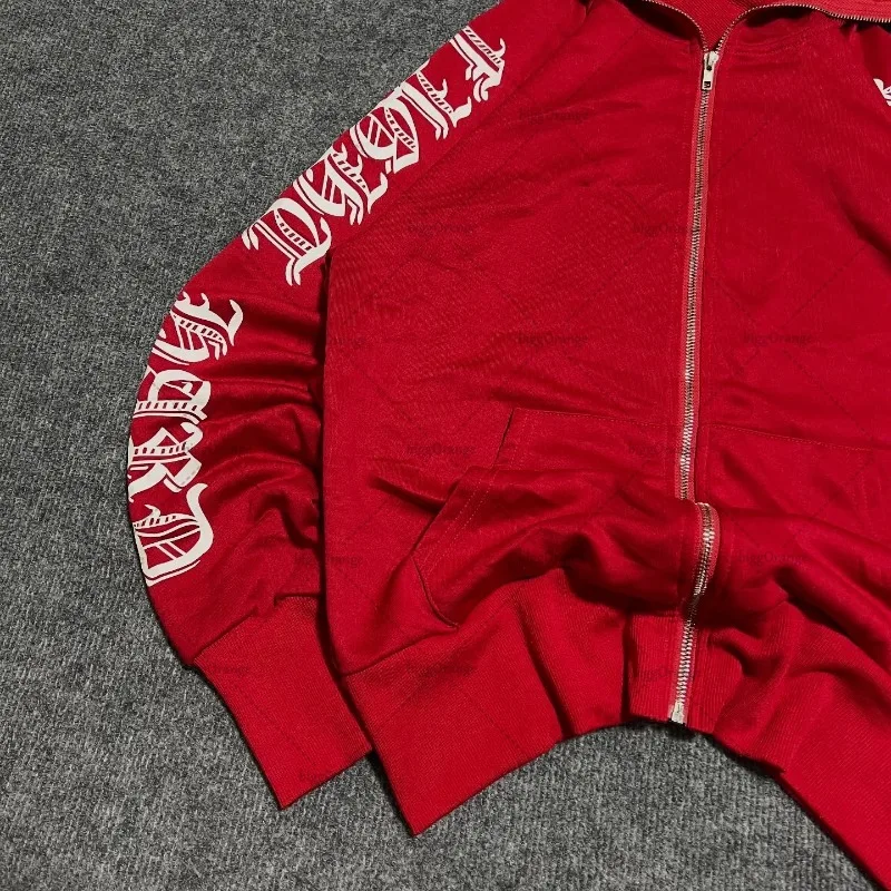 فضفاض إلكتروني طباعة موضة عادية المتضخم قلنسوة بسحاب الرجال Y2k الأمريكية القوطية الشرير شارع العليا Harajuku البلوز النساء