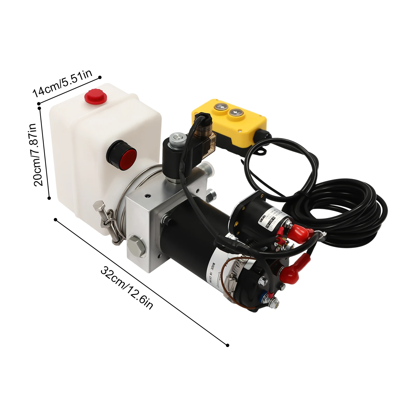 Hydraulic Pump for Dump Trailer Black 12V 800W 1.5L Tank with Remote Control Switch Connector for Dump Truck Lifting Platform Power Unit
