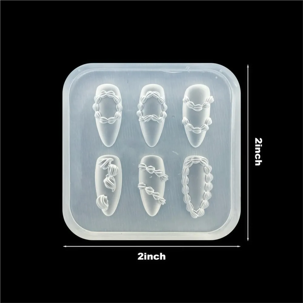 3D 조각 프렌치 케이크 크림 네일 실리콘 몰드 귀여운 크림 체인 투명 네일 템플릿 실리콘 조각 쥬얼리 네일 몰드
