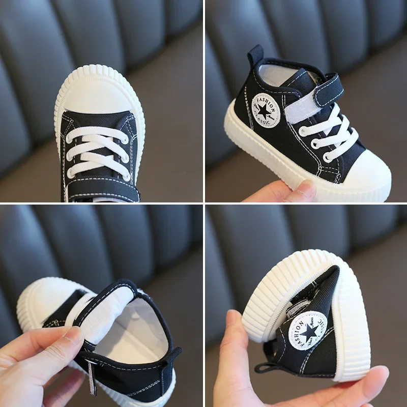 Scarpe di tela alte per bambini primavera e autunno nuove scarpe Casual Tenis scarpe da ginnastica colorate coreane antiscivolo scarpe con suola morbida