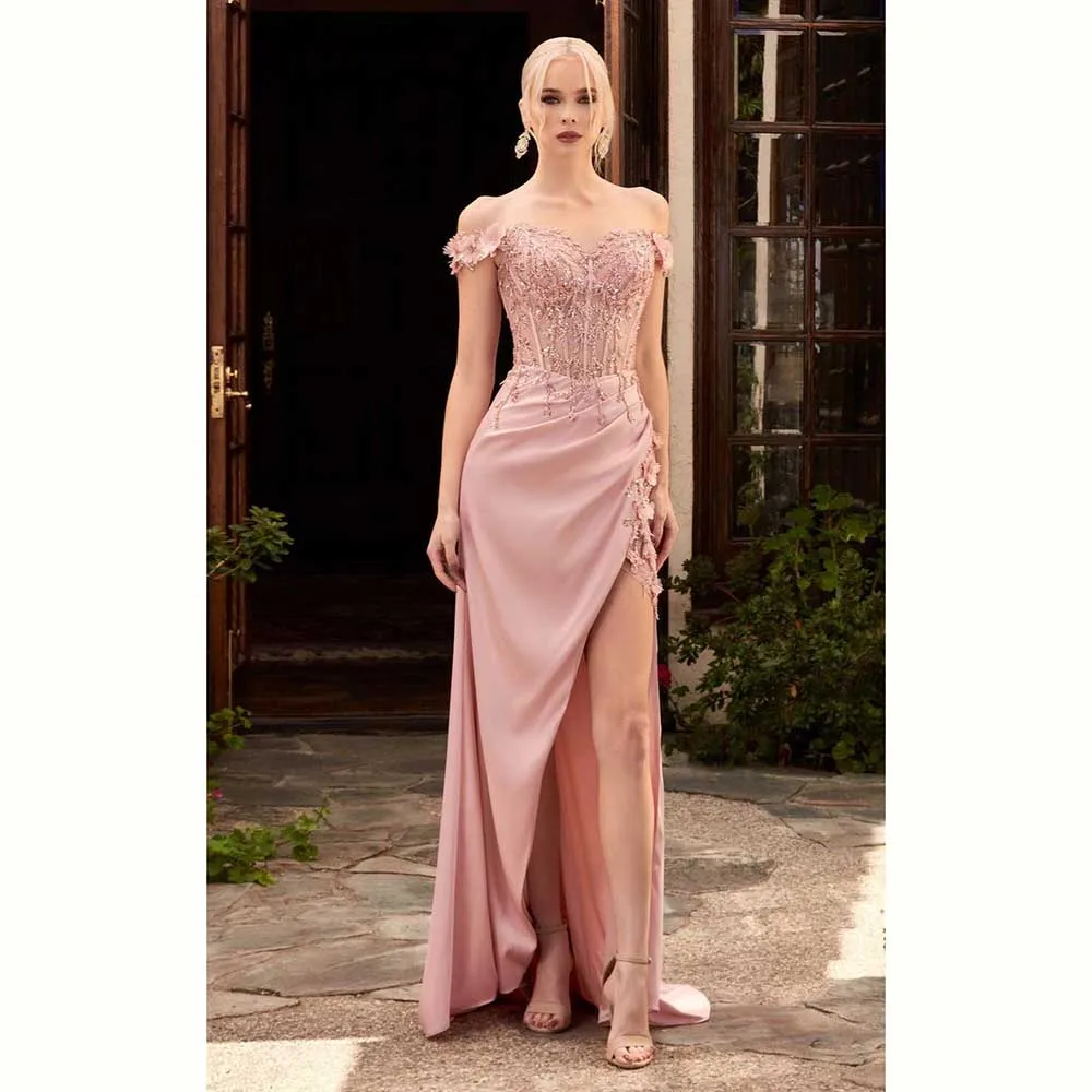 

Elegant Pink Green Women Prom Dresses Sey High Side Split Floor Lenght Spaghetti Strap Sweetheart Satin Pretty Female Party Gown