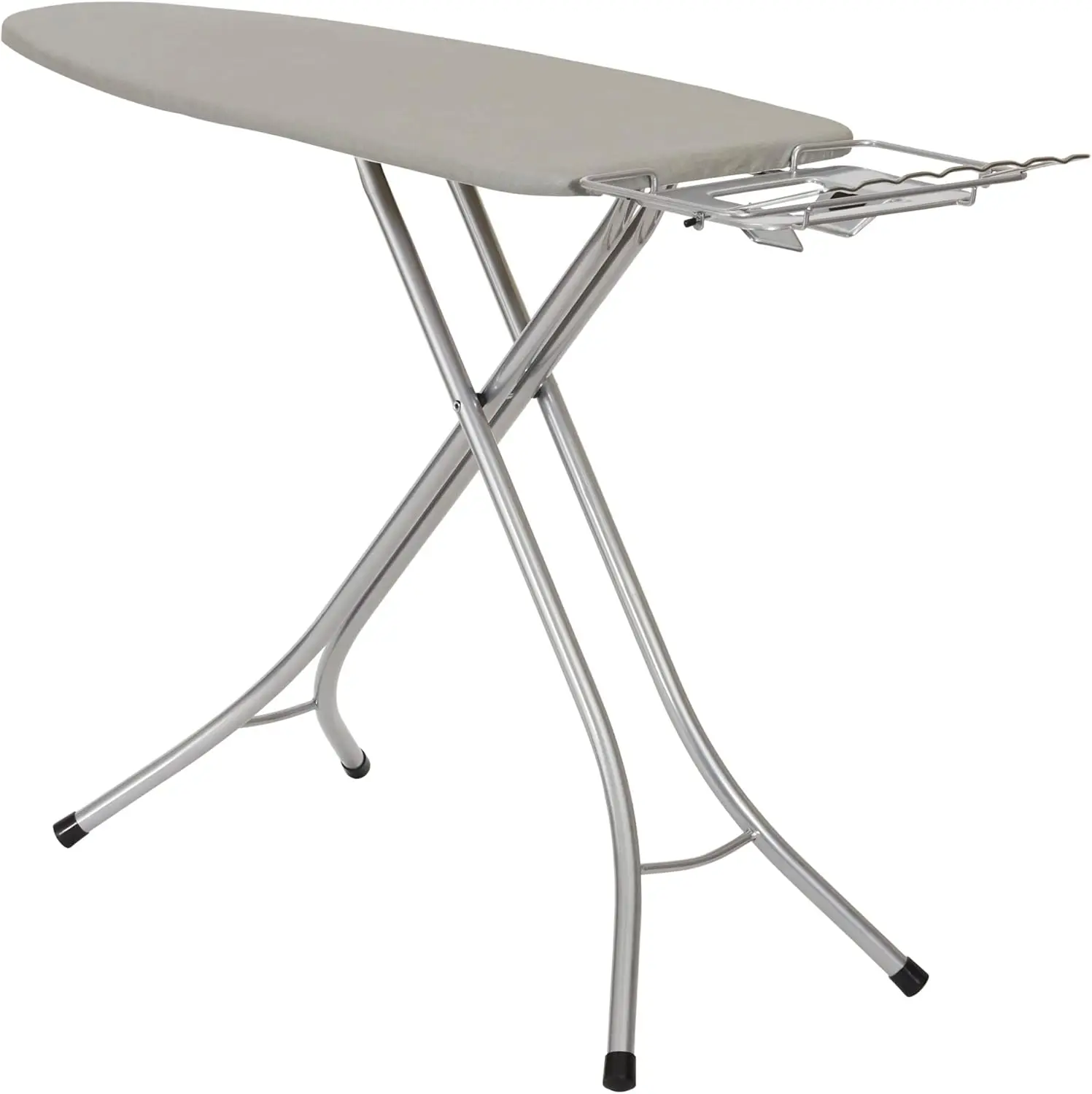 

Four Leg Ironing Board With Steel Top Fixed Iron Rest Fiber Pad Scorch Resistant Stain Resistant Silver Frame Silicone Coated Co