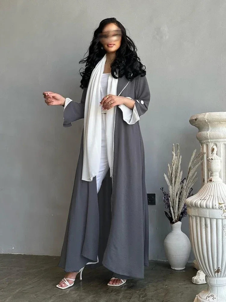 Elegante muslimische Abaya für Frauen plissiert Abayas Saudi-Arabien Knopf Split Ärmel Ärmel Maxi Vestidos Marokko Kaftan lange Robe