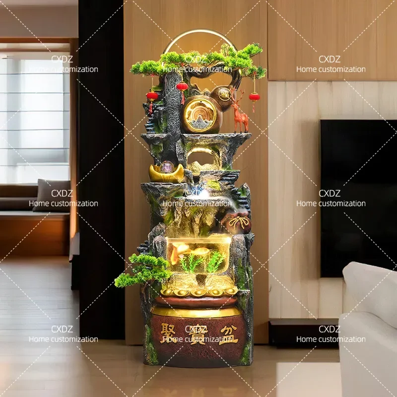 Chinese Rockery Flowing Water Fountain Ornament for Living Room Office Floor Decoration Circulation Water Feature Lucky