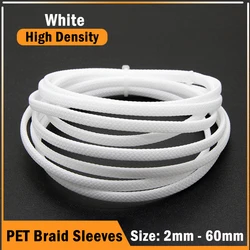 1/5/10/50m White PET Braid Sleeve 2/4/6/8/10/12/14/16/20/25/30/35/40/50/60mm High Density Insulated Snake Skin Cable Wrap Sheath