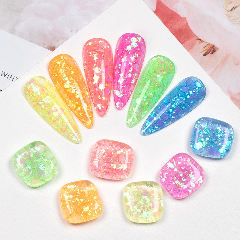 BOZLIN 5ML カラフルネオングリッタースパンコールジェル サマーカラー スパークリングエフェクト ソークオフ UV セミパーマネントネイルアート ワニスジェル