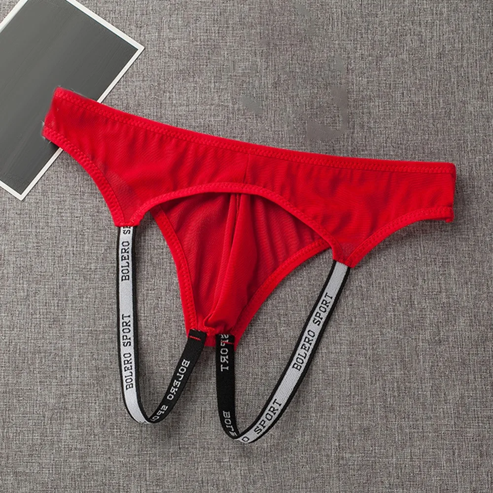 1pc Sexy Men's Mesh Panties Breathable Lingerie Underwear Open Rear Jockstrap Pouch Briefs Thong See Through Man G-strings image 3
