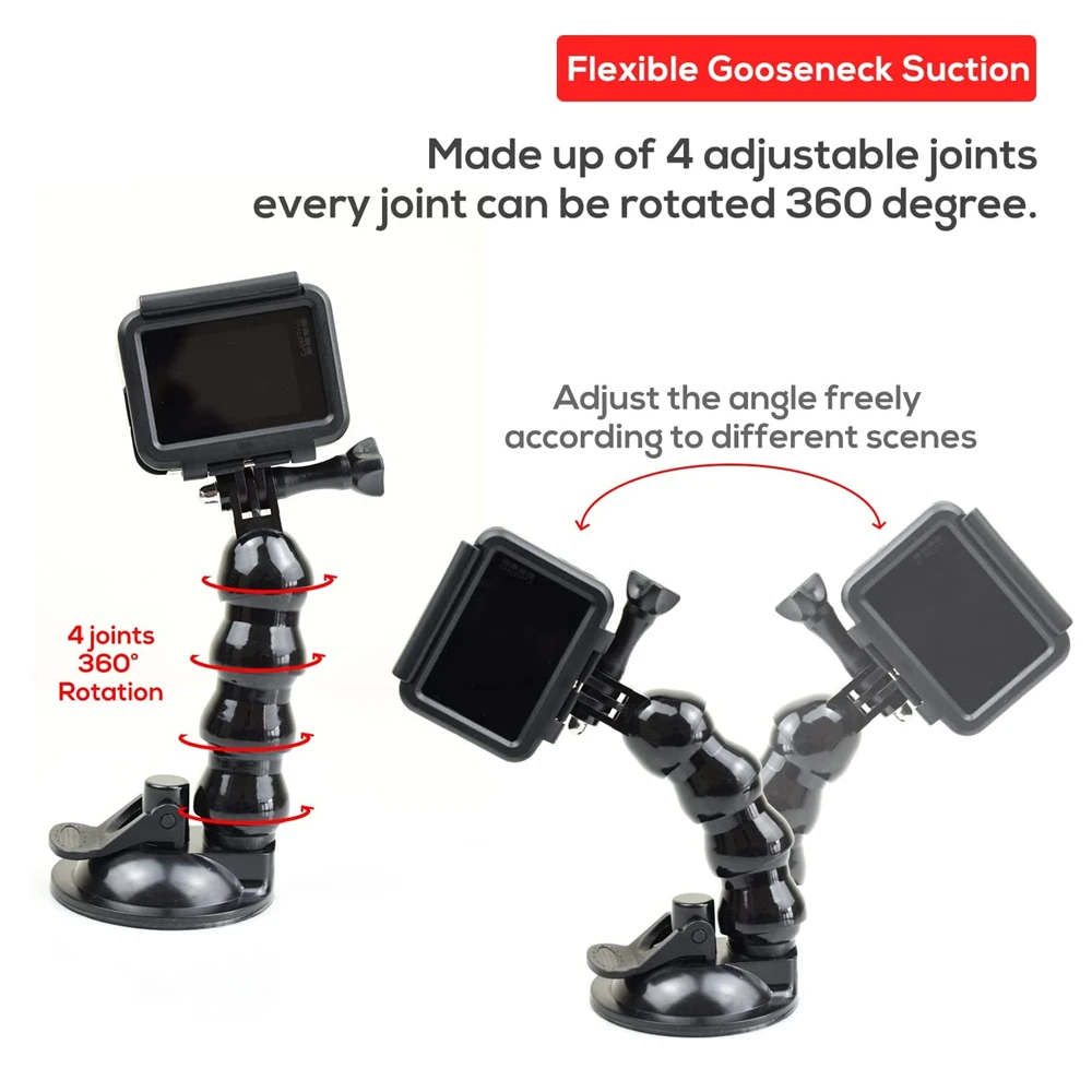 Windshield Suction Cup Car Mount Bracket Flex Clamp Arm For GoPro hero 10 9 8 DJI Mount for Smartphone Action Camera Accessories