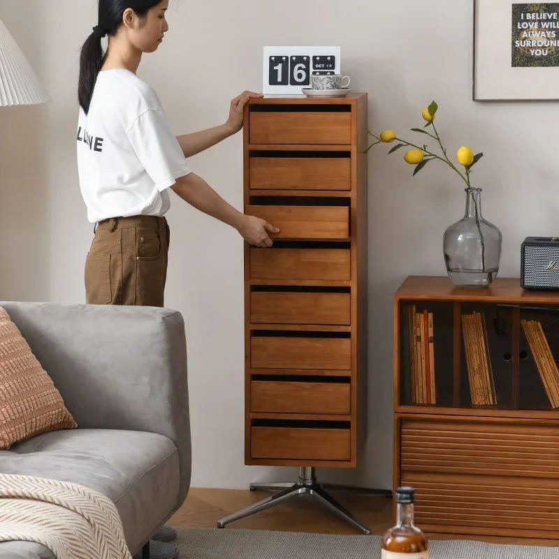 medieval solid wood rotating bookcase, living room study storage retro file locker, simple small apartment