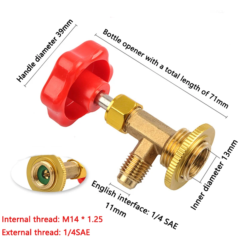 1 Pcs Dispensing Valve Bottle Opener 1/4 SAE Connector Mayitr Refrigerant Bottle Can Tap for R12 R22 R6000a R134a R410a Gas