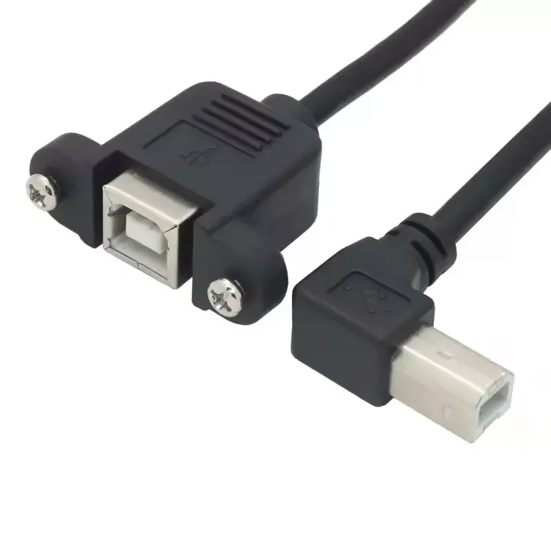 USB B Male to Female Extension Cable 90 Degree Elbow Right Angle Printer Cable Square Port Adapter Cord for PC Laptop