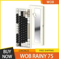 Wob Rainy 75 Mechanical Keyboard Bluetooth Wireless Keyboards Gamer Cnc Aluminum Keyboard Gasket Hot Swap Rgb Backlight Gift