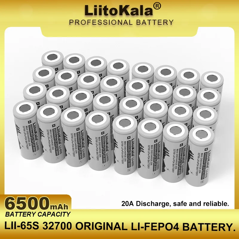 Liitokala-バッテリーLiFePo4,LII-65S 32700 V,3.2 mAh,連続放電,ドライバー,電動自転車電源用