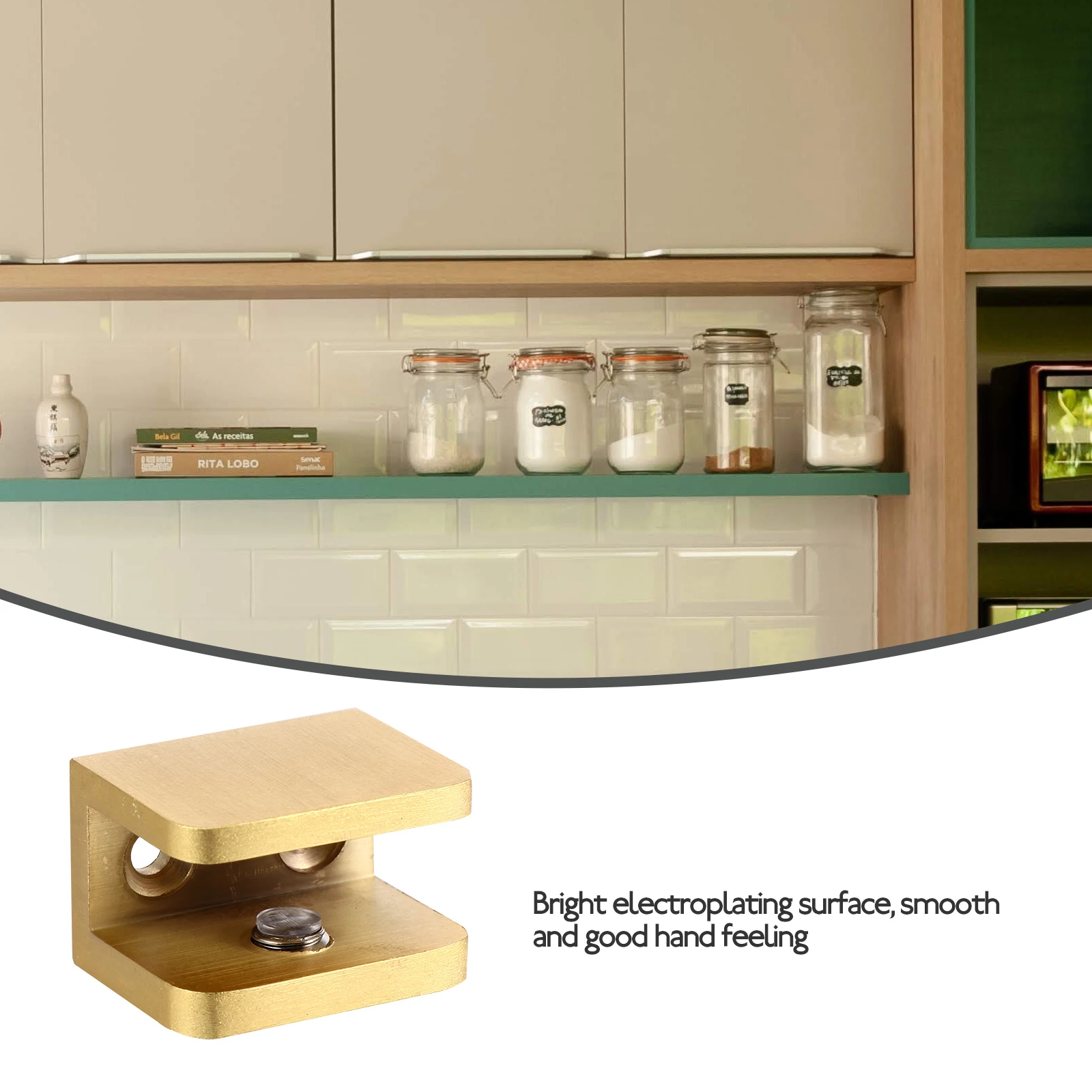

2pcs Flat Back Bracket Wall Mount Shelf Clamp Copper Glass Clip Constructed Selected Material Durable Sturdy Smooth Handle