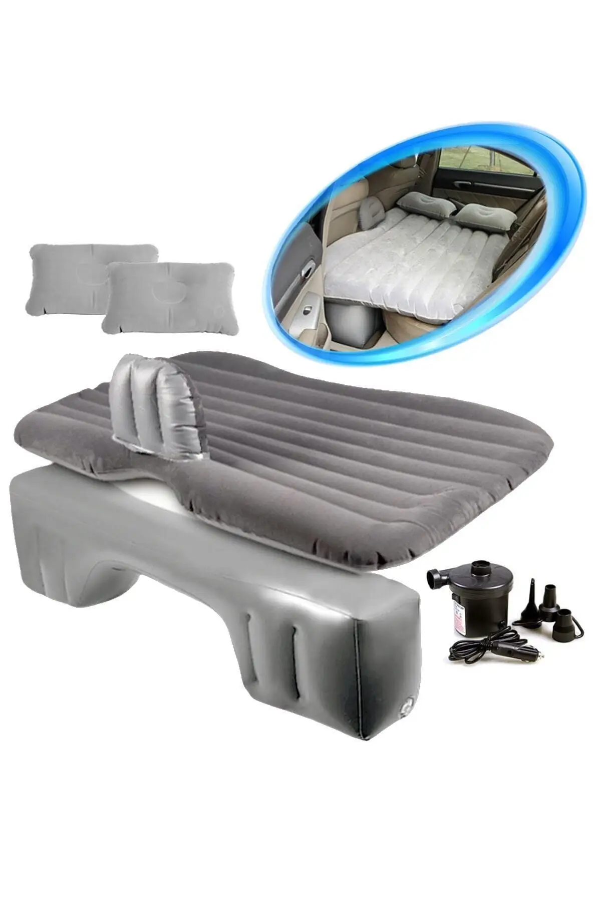 Auto Interior Accessories Inflatable Car Back Seat Mounted Pillow Bed Cigarette Lighter Pump set