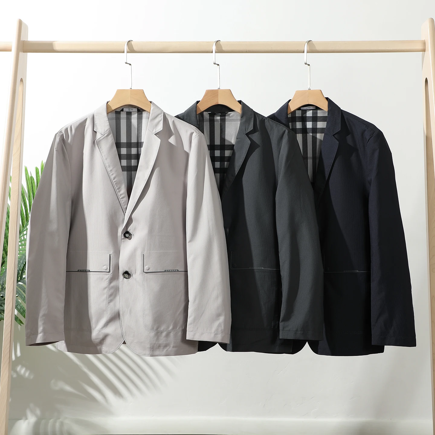 

Men's Busin Casual Faion Windproof Waterproof Single Lapel Suit Jaet Spring Autumn Stand Fit Double Slit Long Sve