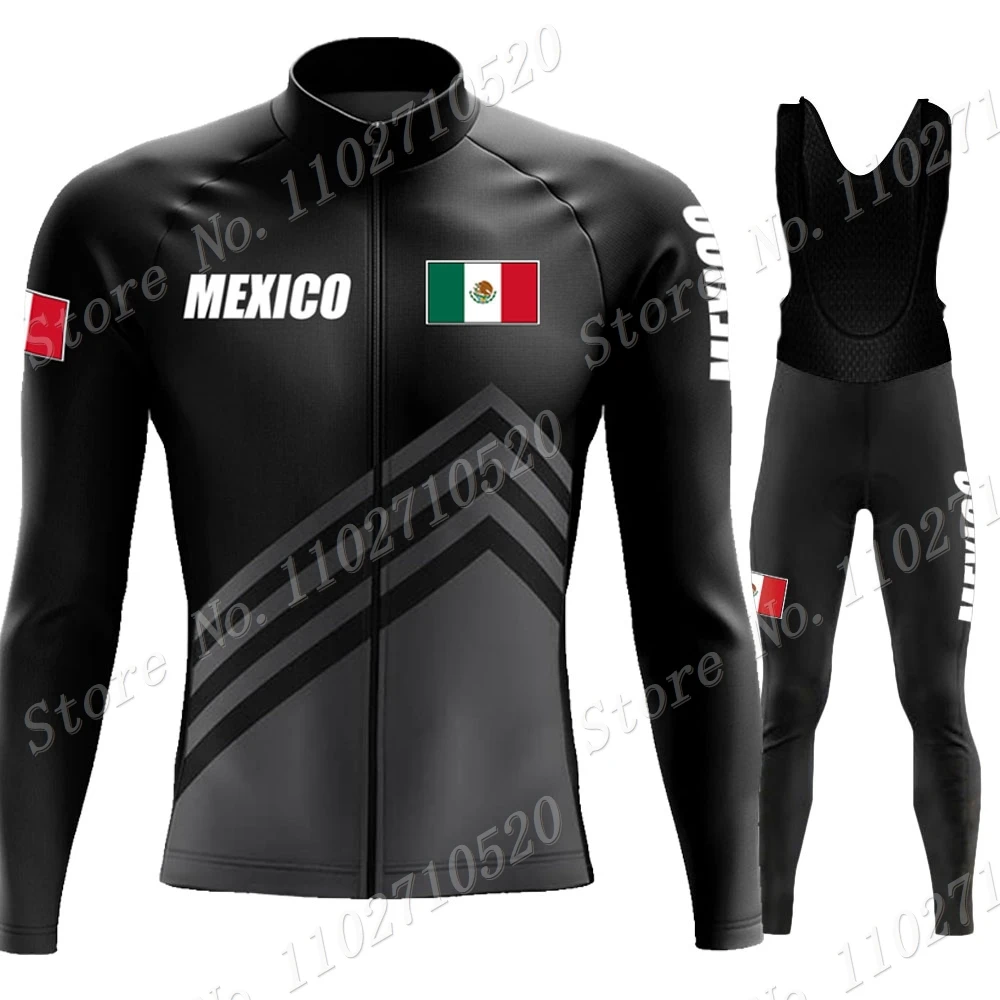 2023 Mexico Team Cycling Jersey Set Summer National Mens Long Sleeve Black Clothing Suit MTB Bike Road Pants Bib Maillot - view 3