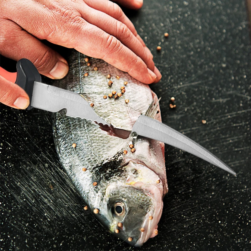 Stainless Steel Back Tooth Scaler with Scabbard Sharp Fish Knife Household Kitchen Slicing Knife Meat Cleaver Fruit Knife