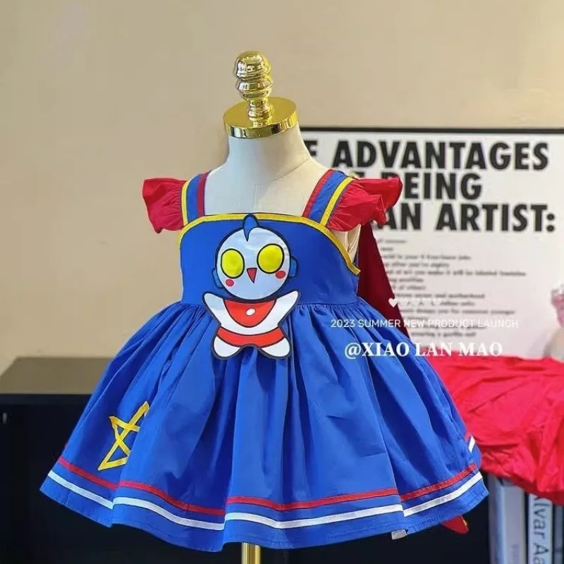 

Japanese Anime Ultraman Girl Lolita Costume Children's Princess Dress with Cloak Halloween Costume Emit Light Holiday Gift