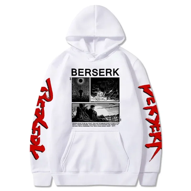 Berserk guts Japanese anime hoodies funny black manga Harajuku streetwear winter oversized uniusex long sleeve men's hoodie tops