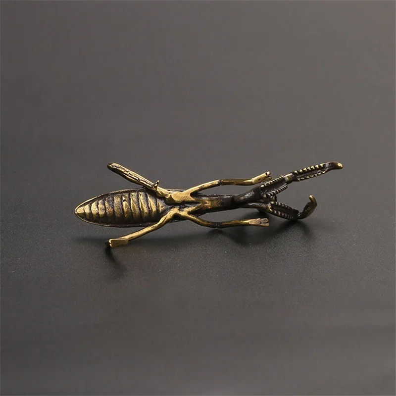 1 Pcs Copper Mantis Miniature Ornament Vintage Flower Pot Decoration Decorative Craft Accessories Tea Pet Antique