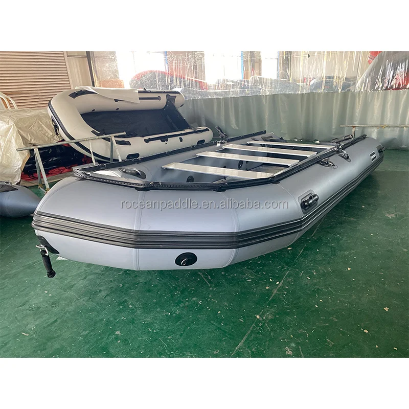 CE 공장 4.3미터 4.5미터 길이 두꺼운 고무보트 알루미늄 바닥 PVC 선체 재질 팽창식 보트 판매