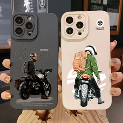 Trend Cool Biker Motorcycle Phone Case For iPhone 16 Pro Max 11 12 13 14 15 X XS XR 7 8 Plus SE 2020 16E Silicone Soft Cover