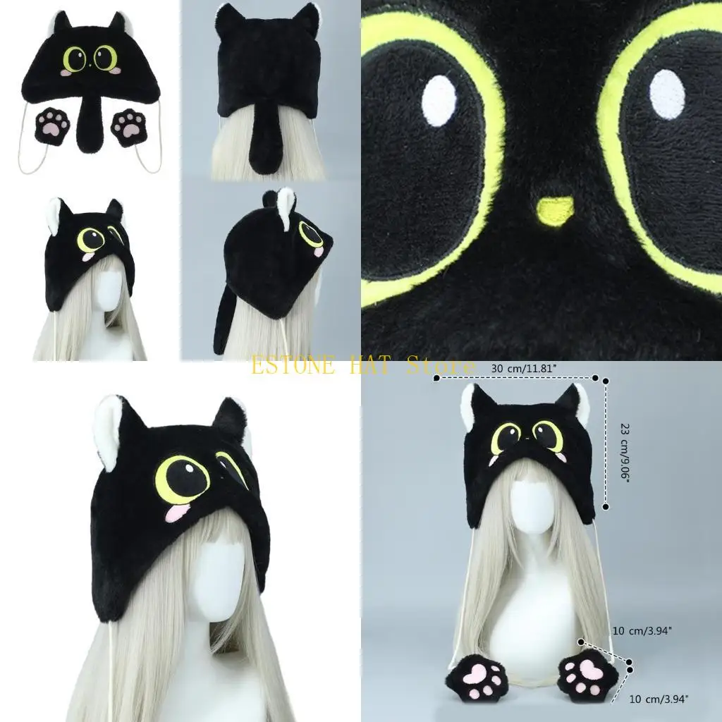49MF Kitten Paw Hat Winter Hat Headgear for Outdoors Furry Angel Color