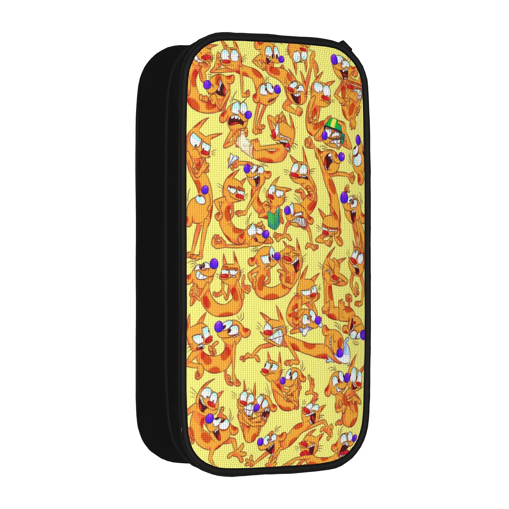  Duo Rucksack Ren & Stimpy  Pencil Case Cute   Pen Box Bags Student Big Capacity Students School Zipper Pencilcases