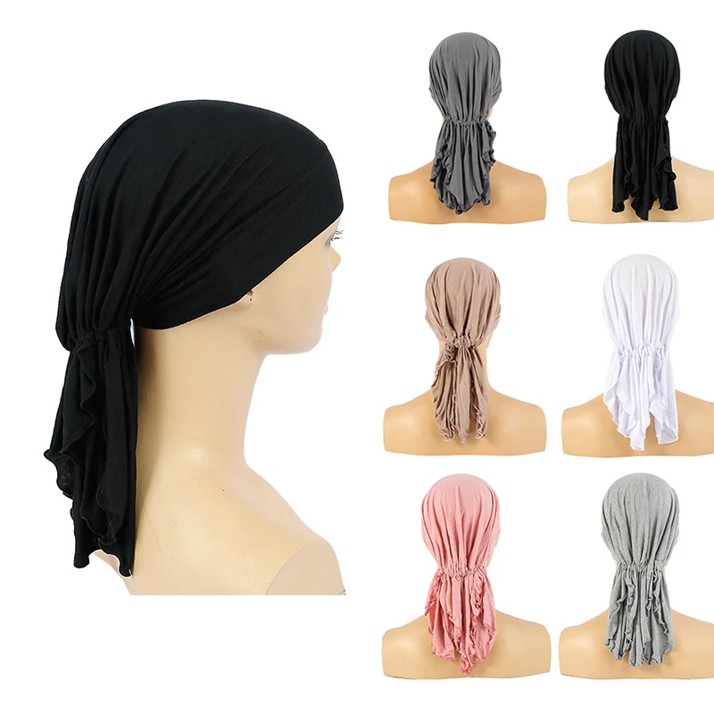 Tassel modal interior hijab tampões muçulmano elástico turbante boné pronto para usar islâmico underscarf gorro chapéu bandana turbante mujer