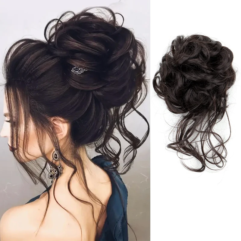 

Synthetic Messy Hair Bun Hair Accessories for Women Elastic Rubber Band Chignon Updo Bun Extensions Hairpieces
