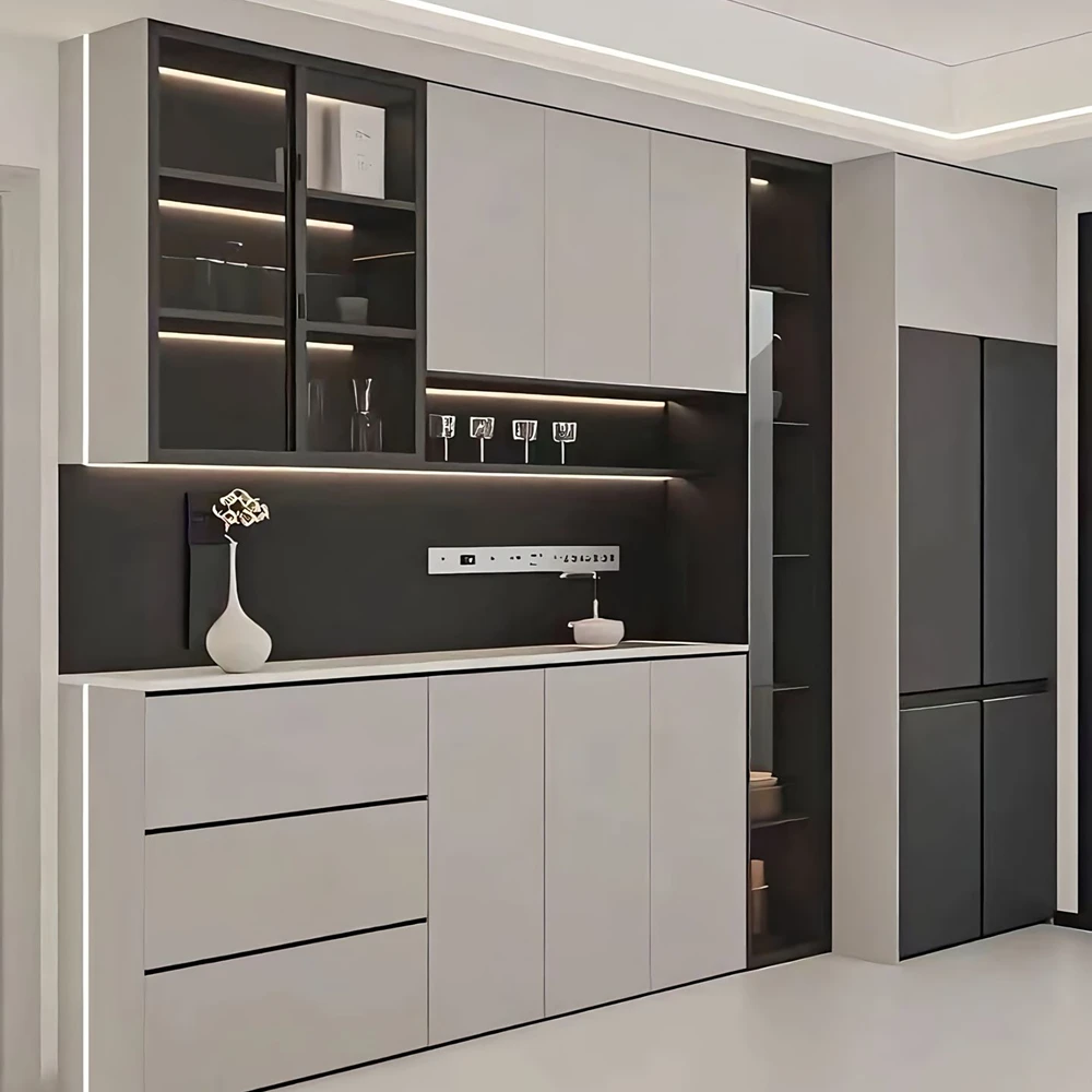 Wine Cabinet Sideboard, Eco-Friendly Steel, Modern Design, Convertible, Custom Sizes, Wine Shelf Rack, Storage Furniture