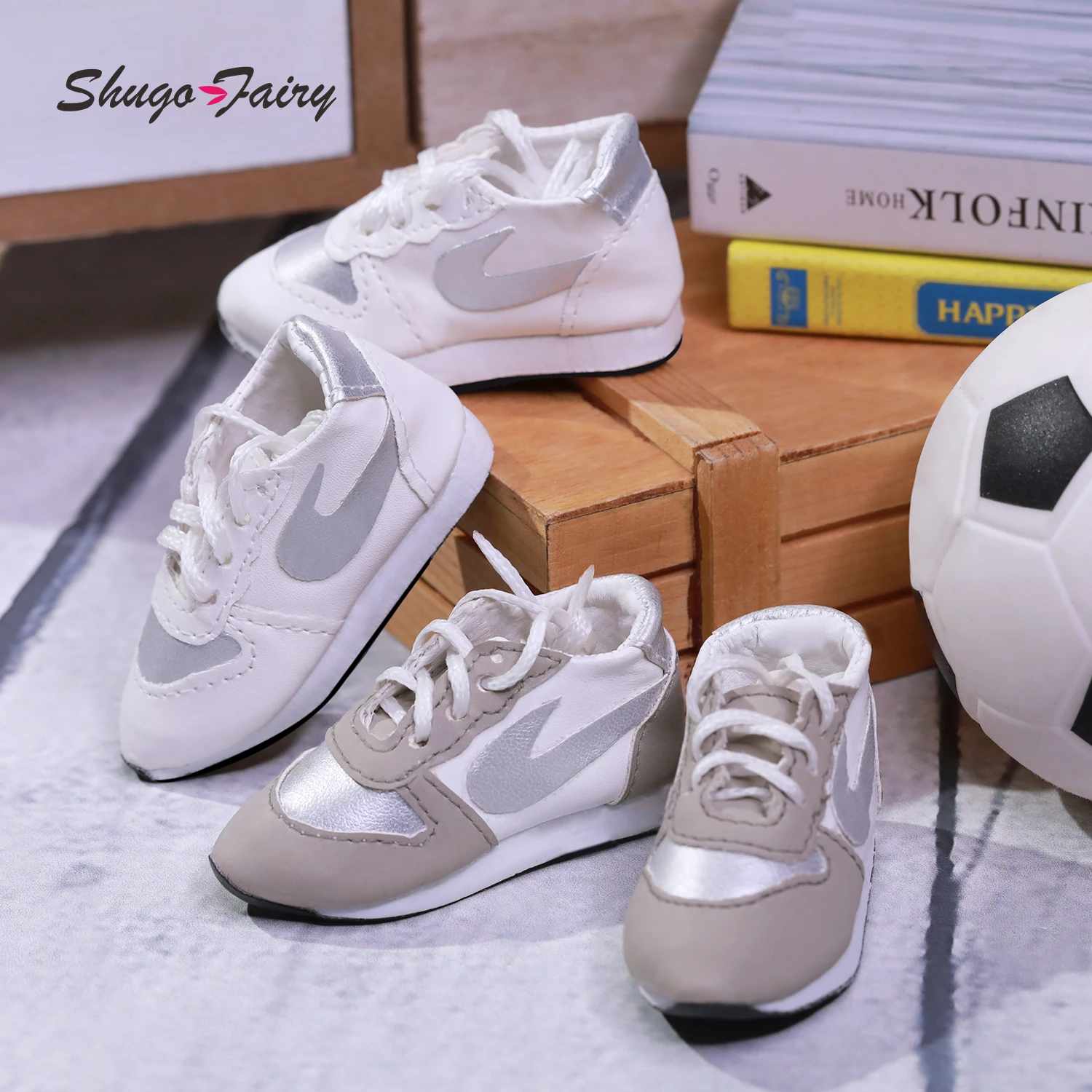 

Shugafairy 1/4 BJD Sport Shoes - Silver Leather Sneakers for Luts Male Body (WX4-106) | Premium Doll Footwear Accessories
