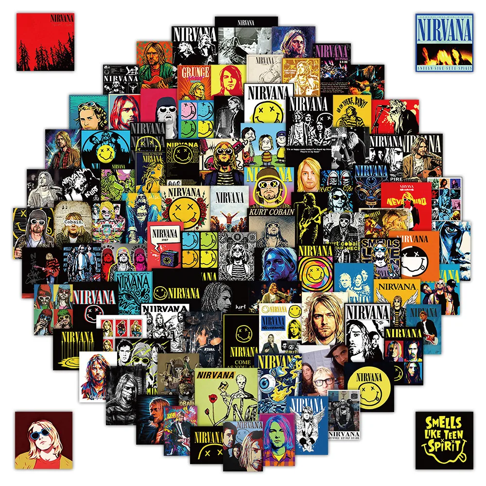 Nirvana Grunge Rock Themed Sticker Pack 135 Sheets, Music Graffiti Stickers for Scrapbook, Water Bottle RecordingYourLife Store