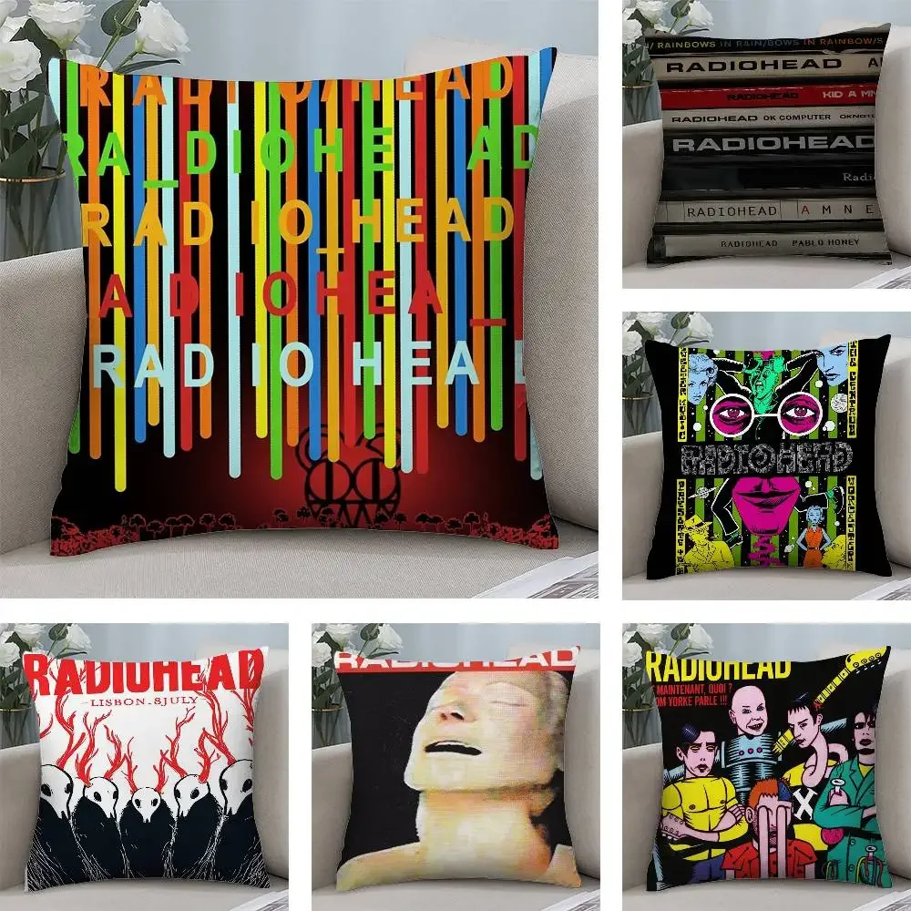 Rock R-Radiohead Band Pillow Case Short plush Double-sided Print Square Throw Pillow Covers Sofa Home Cushion Decor