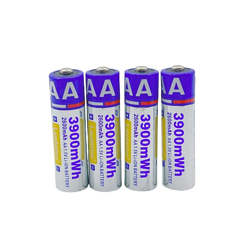 New 1.5V AA 2600mAh Rechargeable Li-ion Battery for Remote Control Mouse Small Fan Electric Toy Battery USB Type-C Charging
