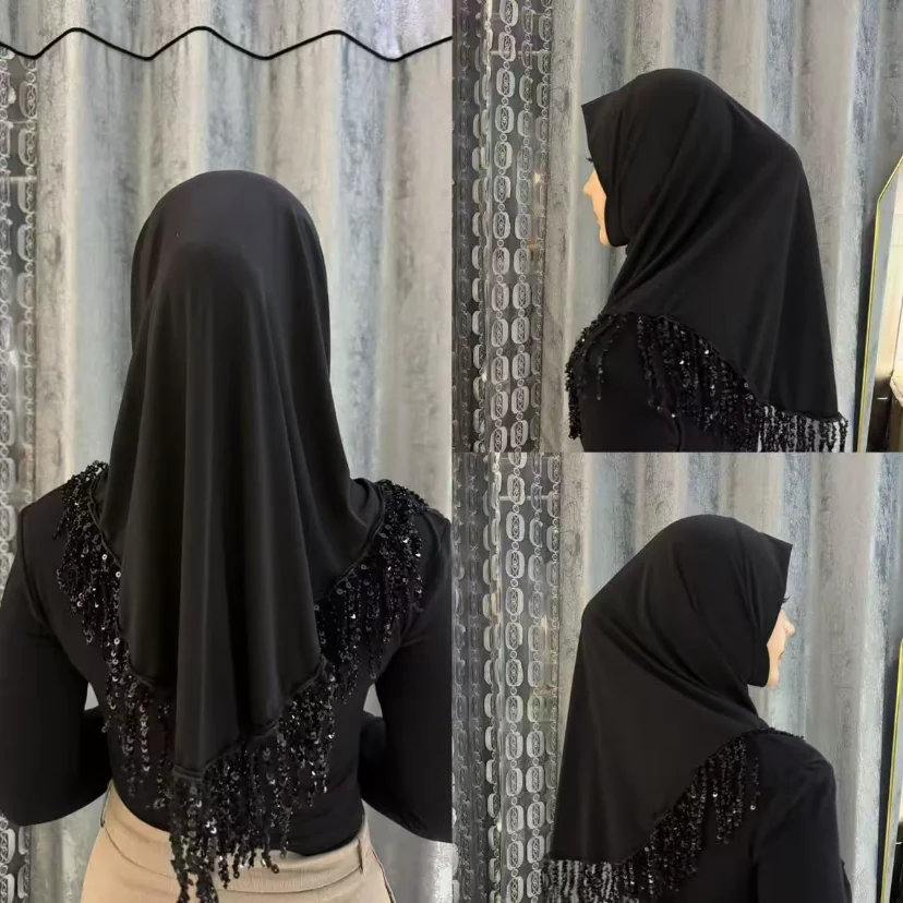Muslim Ready-to-Wear Hijab with Instant Tassels Shawl Women's Fashion Headwear
