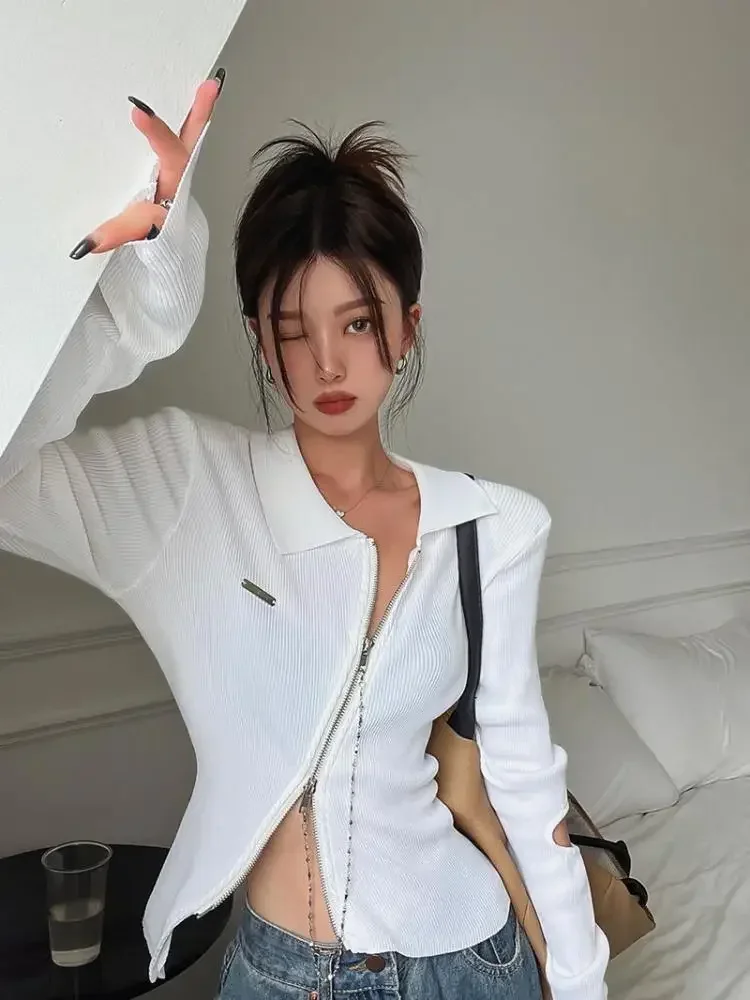 T-shirt noir à manches longues pour femme, streetwear, Harajuku, Y2K, rétro, grunge