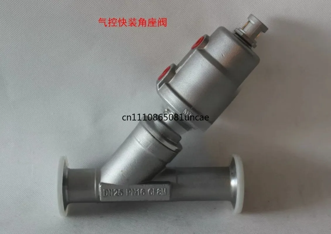 For Full Steel Head Stainless Steel Quick Clamp Pneumatic Angle Seat Valve DN15 DN20 Pipeline Control Valve