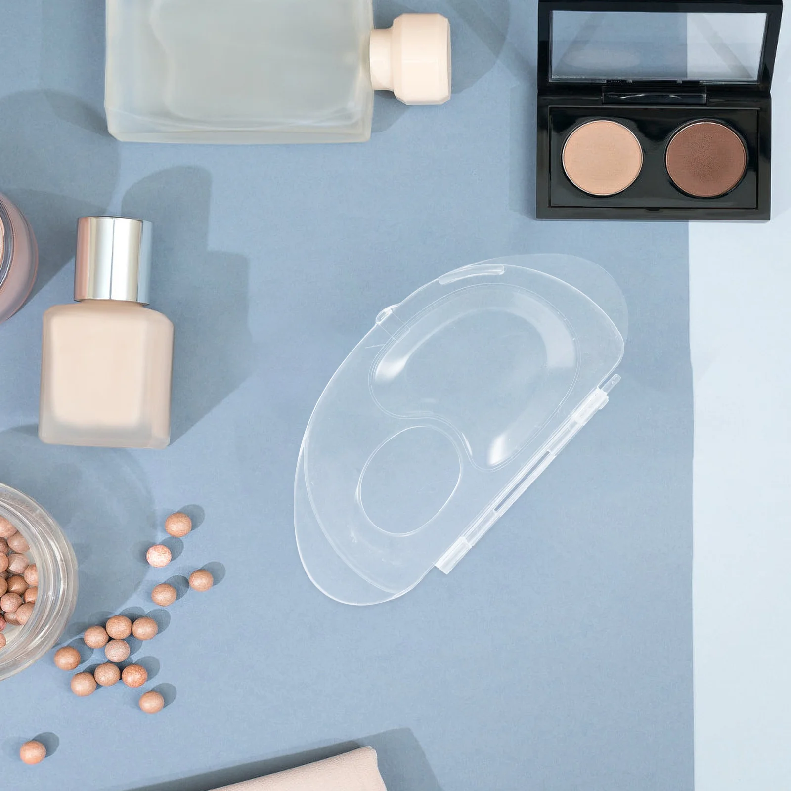 2 セットメイクアップファンデーションパレットセット透明アクリル折りたたみ式ミキシングトレイ液体ファンデーションカラーマッチングポータブル