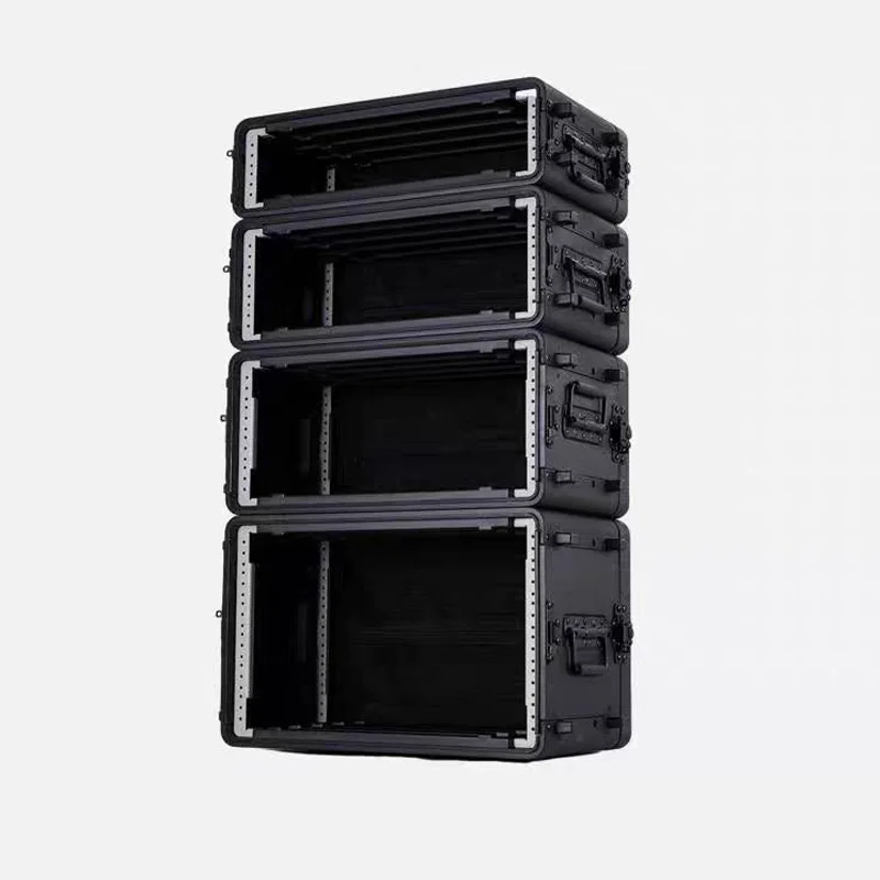 PE Plastic Flight Case Mixer Audio Speaker Rack Case  AMP Shock Mount Shipping Case 2U 4U 6U 8U 12U 14U DJ Case for Audio-Visual