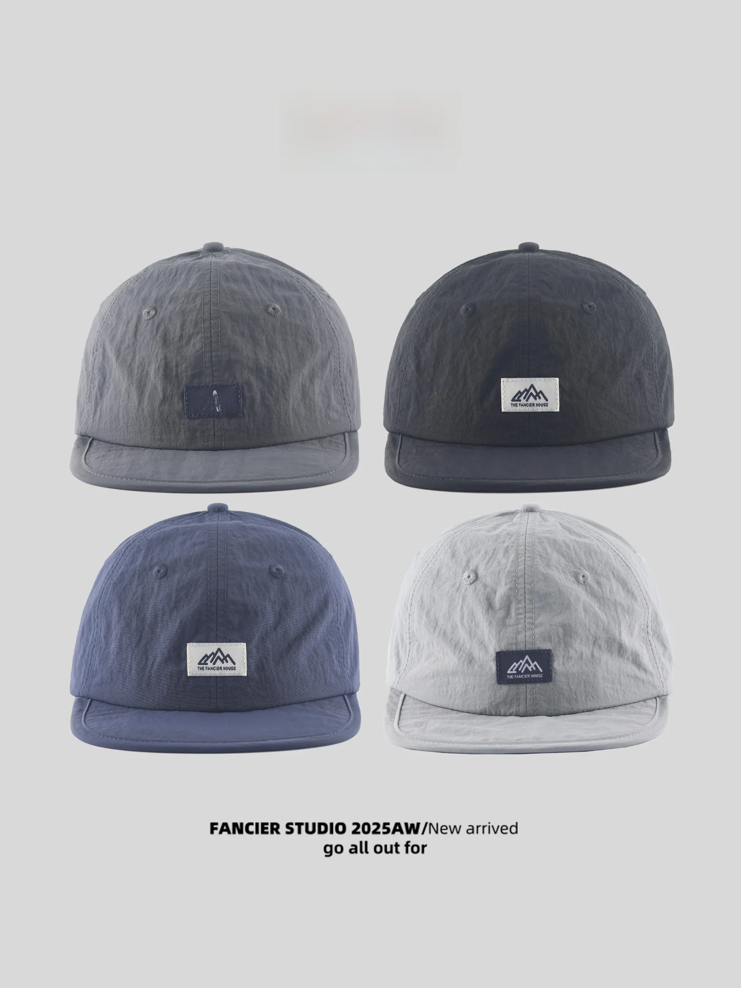 FANCIER STUDIO Quick Dry Baseball Cap 62cm Large Head Diameter Flat Brim Six Piece Unisex Summer Cap Nylon Material